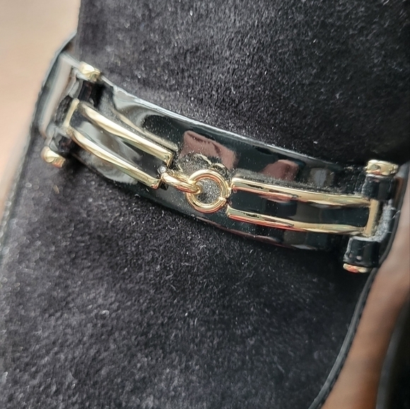 Newbark Melanie Mules Black Patent Leather Suede Loafers Slip Ons - Picture 3 of 14